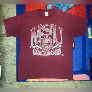 VTG 90’s Mississippi State Bulldogs Men's L MSU Football Jerzees Red Oak T Shirt